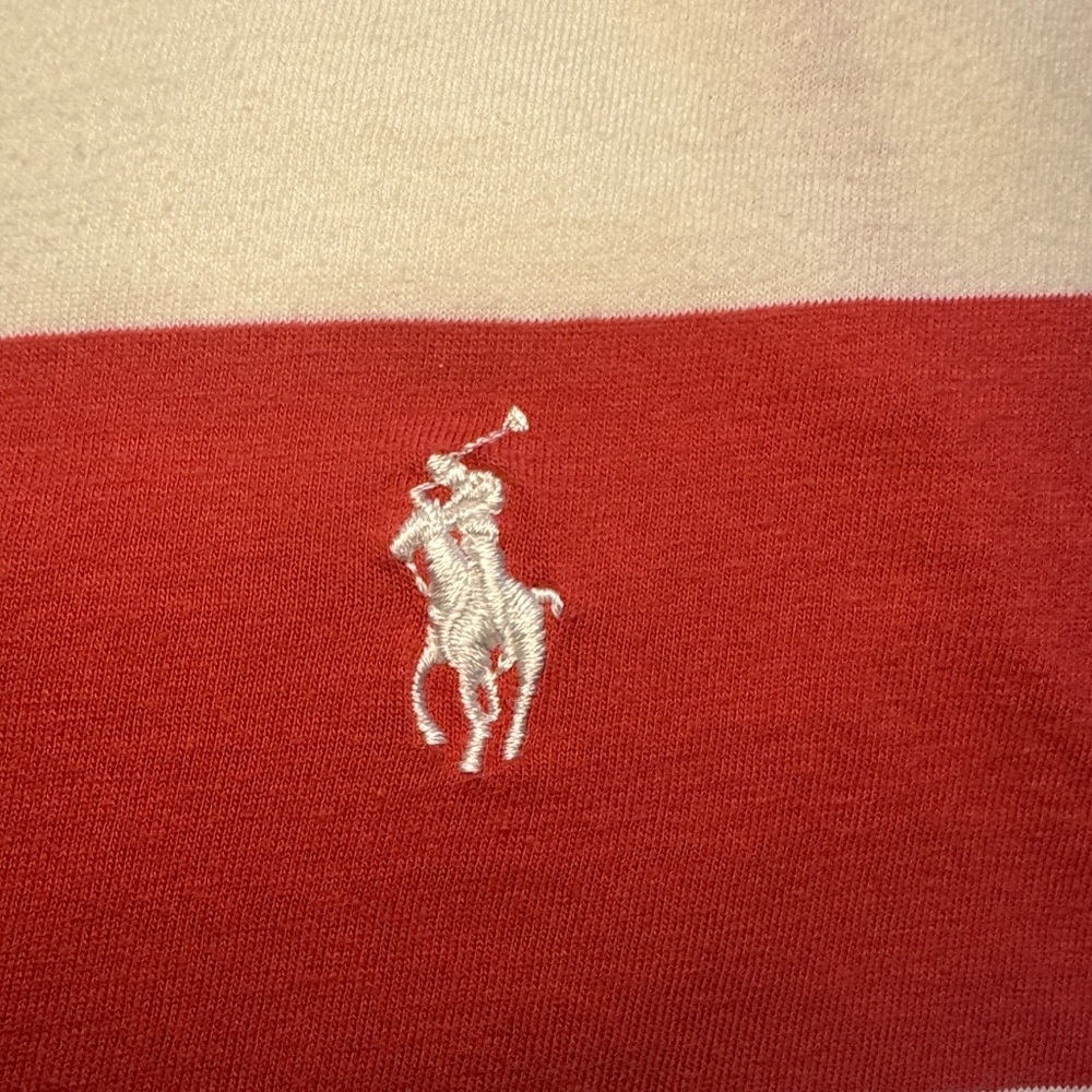 Vintage Sport Ralph Lauren Women’s Red and White Striped Tee - Picture 3 of 4